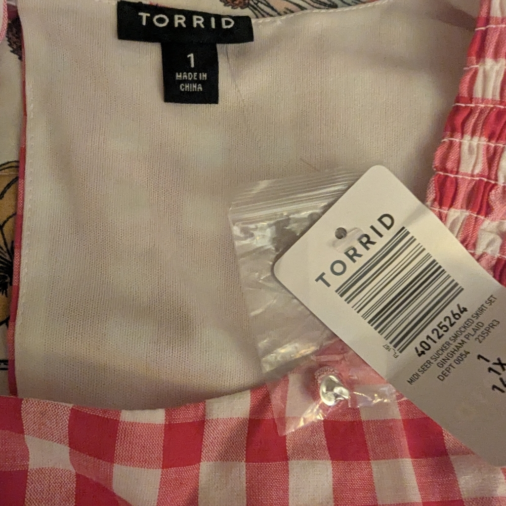 Pink Gingham Torrid 2-Piece Skirt Set 1x